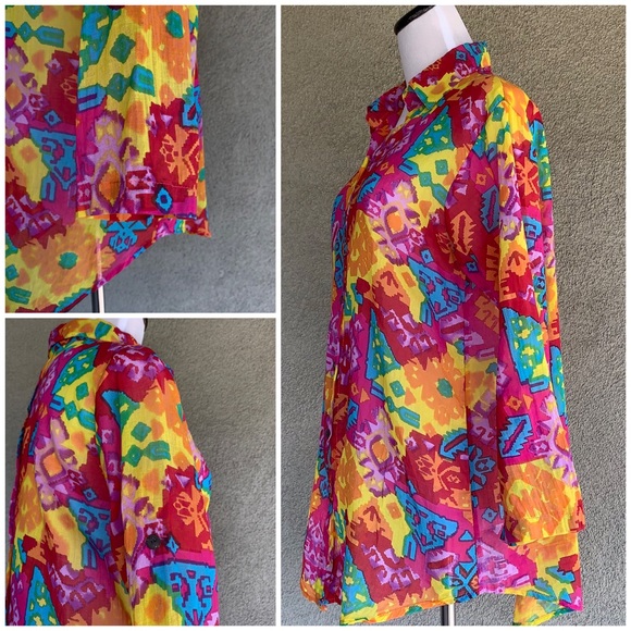 🔥5/$20🔥 “Bam Bam” Colorful Cotton Semi-Sheer Shirt - Picture 2 of 8